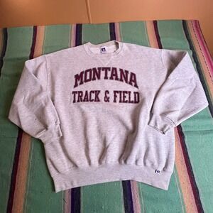 Russell Athletic Sweatshirt Mens XL Gray Montana Track Field Vintage 90s USA
